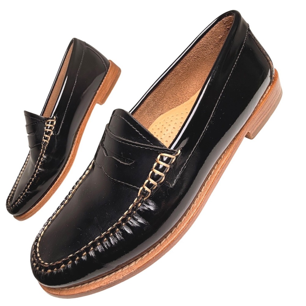 G.H. Bass Weejuns Whitney Penny Loafers Black Patent Leather Size 8M - Picture 5 of 16